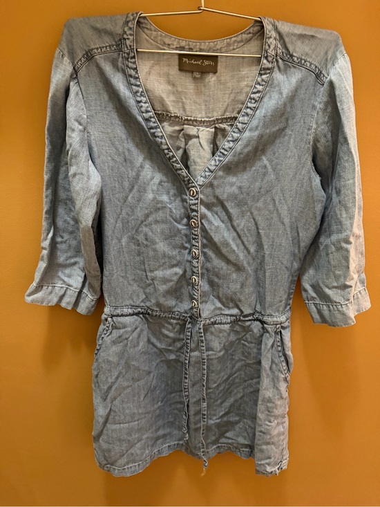 Michael Stars Dresses & Skirts - Michael Stars Chambray Drawstring Romper Dress in Light Blue